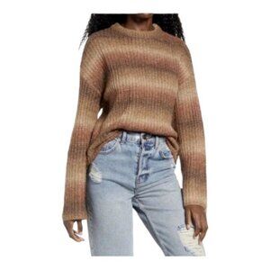 Bp Chunky Knit Brown Striped Sweater Size M